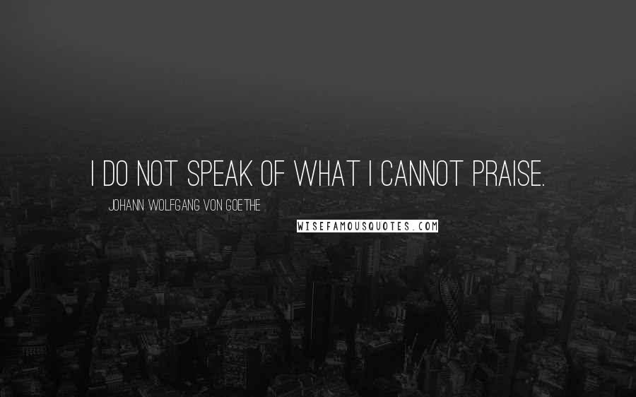 Johann Wolfgang Von Goethe Quotes: I do not speak of what I cannot praise.