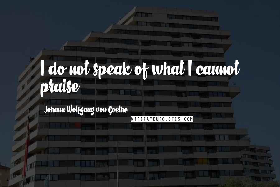 Johann Wolfgang Von Goethe Quotes: I do not speak of what I cannot praise.