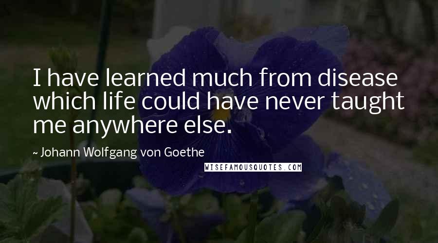 Johann Wolfgang Von Goethe Quotes: I have learned much from disease which life could have never taught me anywhere else.