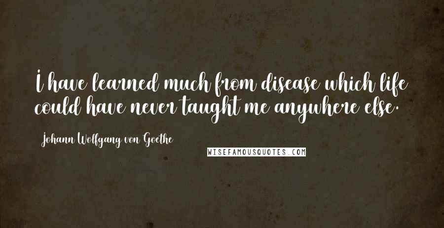 Johann Wolfgang Von Goethe Quotes: I have learned much from disease which life could have never taught me anywhere else.