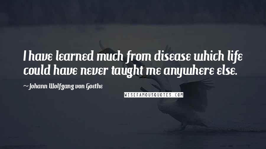 Johann Wolfgang Von Goethe Quotes: I have learned much from disease which life could have never taught me anywhere else.