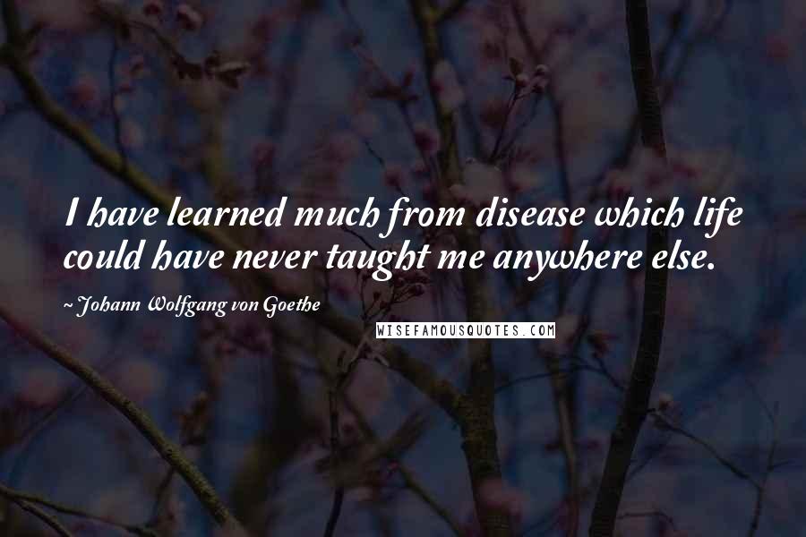 Johann Wolfgang Von Goethe Quotes: I have learned much from disease which life could have never taught me anywhere else.