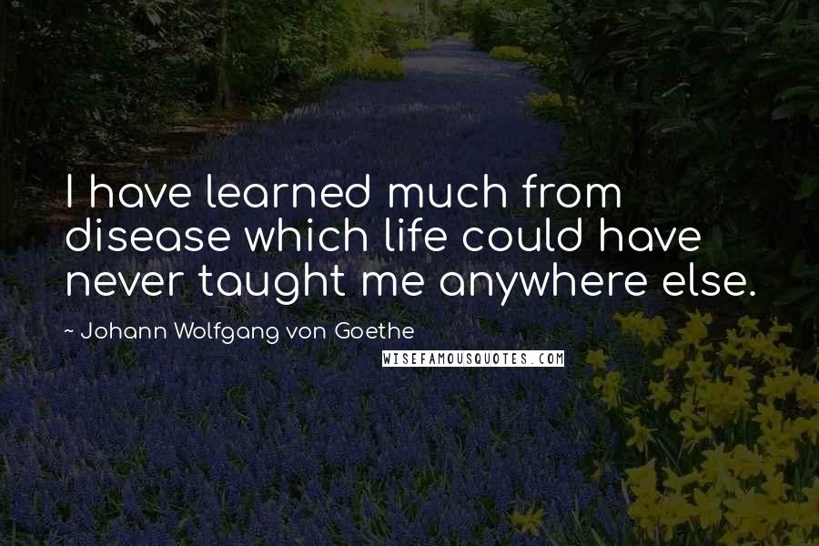 Johann Wolfgang Von Goethe Quotes: I have learned much from disease which life could have never taught me anywhere else.