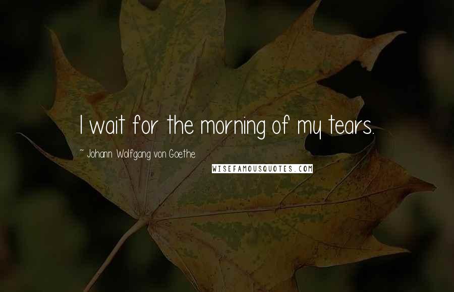Johann Wolfgang Von Goethe Quotes: I wait for the morning of my tears.