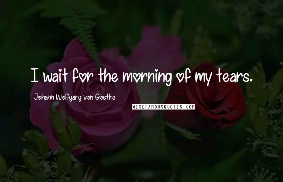 Johann Wolfgang Von Goethe Quotes: I wait for the morning of my tears.