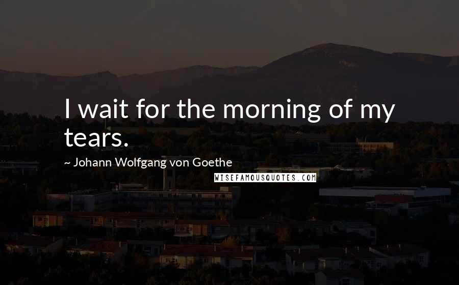 Johann Wolfgang Von Goethe Quotes: I wait for the morning of my tears.