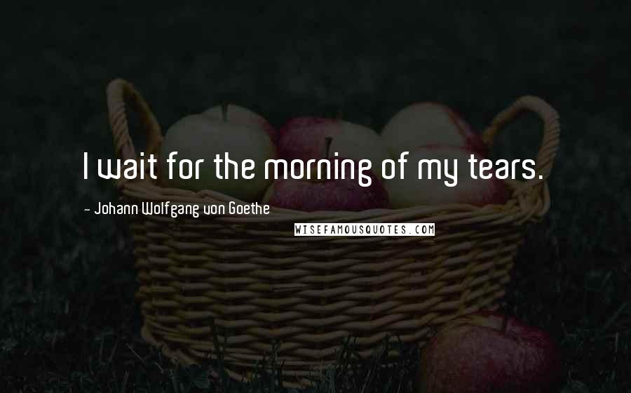 Johann Wolfgang Von Goethe Quotes: I wait for the morning of my tears.