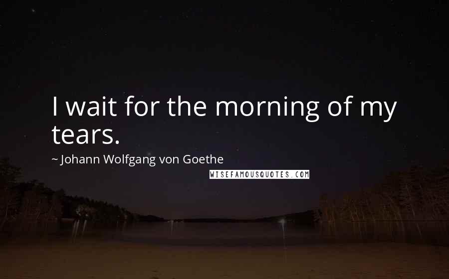 Johann Wolfgang Von Goethe Quotes: I wait for the morning of my tears.