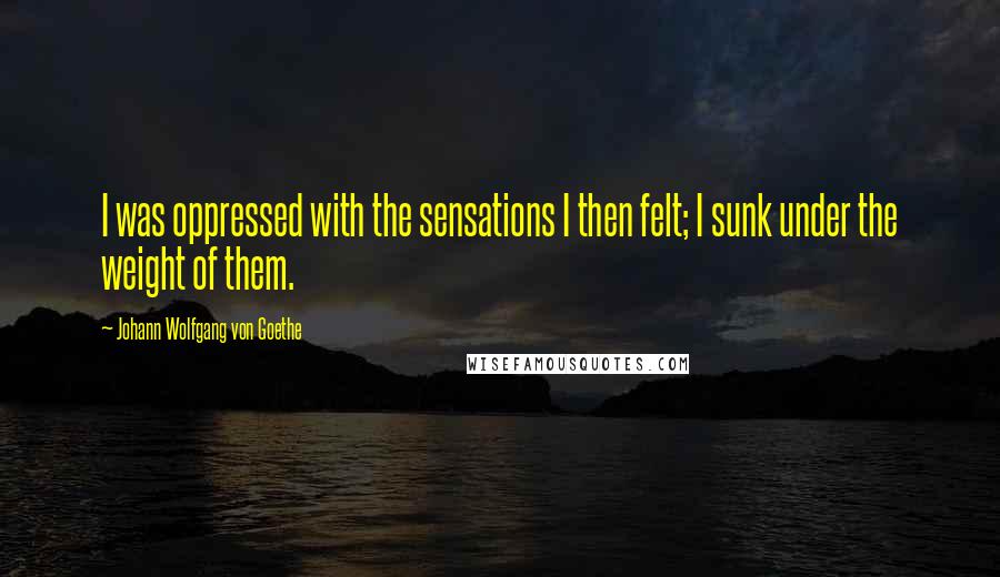 Johann Wolfgang Von Goethe Quotes: I was oppressed with the sensations I then felt; I sunk under the weight of them.