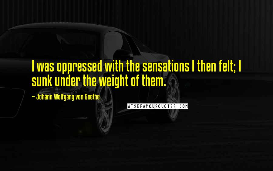 Johann Wolfgang Von Goethe Quotes: I was oppressed with the sensations I then felt; I sunk under the weight of them.