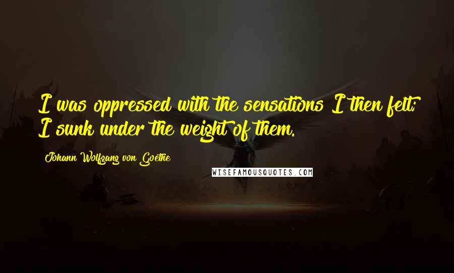 Johann Wolfgang Von Goethe Quotes: I was oppressed with the sensations I then felt; I sunk under the weight of them.