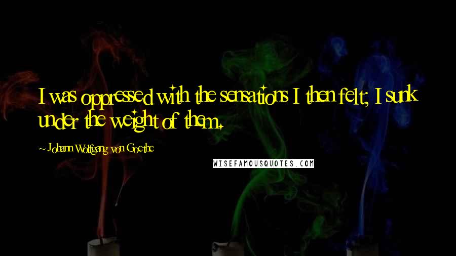 Johann Wolfgang Von Goethe Quotes: I was oppressed with the sensations I then felt; I sunk under the weight of them.