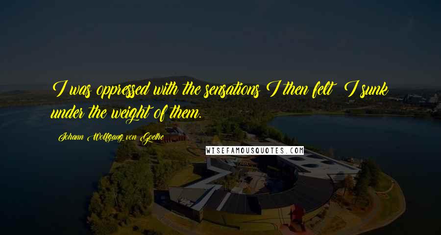 Johann Wolfgang Von Goethe Quotes: I was oppressed with the sensations I then felt; I sunk under the weight of them.