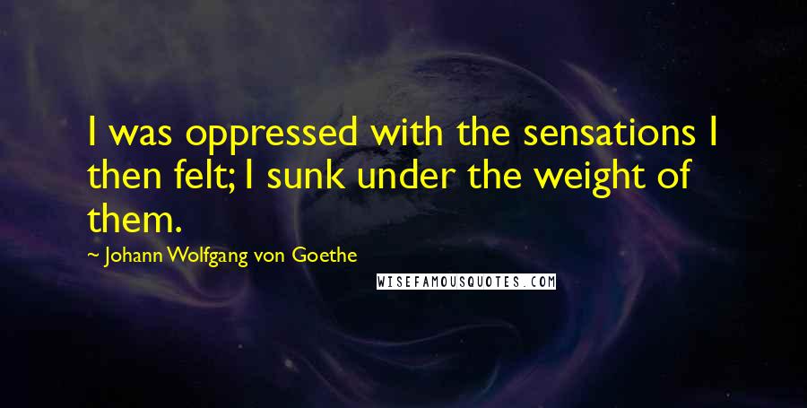 Johann Wolfgang Von Goethe Quotes: I was oppressed with the sensations I then felt; I sunk under the weight of them.