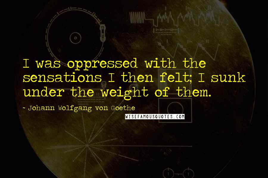 Johann Wolfgang Von Goethe Quotes: I was oppressed with the sensations I then felt; I sunk under the weight of them.
