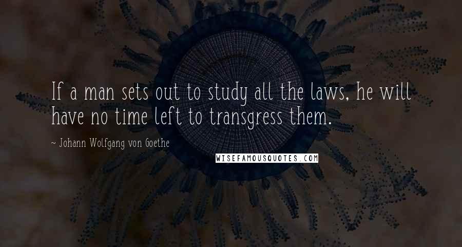 Johann Wolfgang Von Goethe Quotes: If a man sets out to study all the laws, he will have no time left to transgress them.