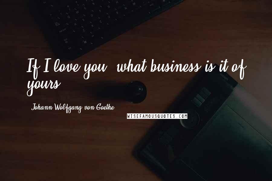 Johann Wolfgang Von Goethe Quotes: If I love you, what business is it of yours?