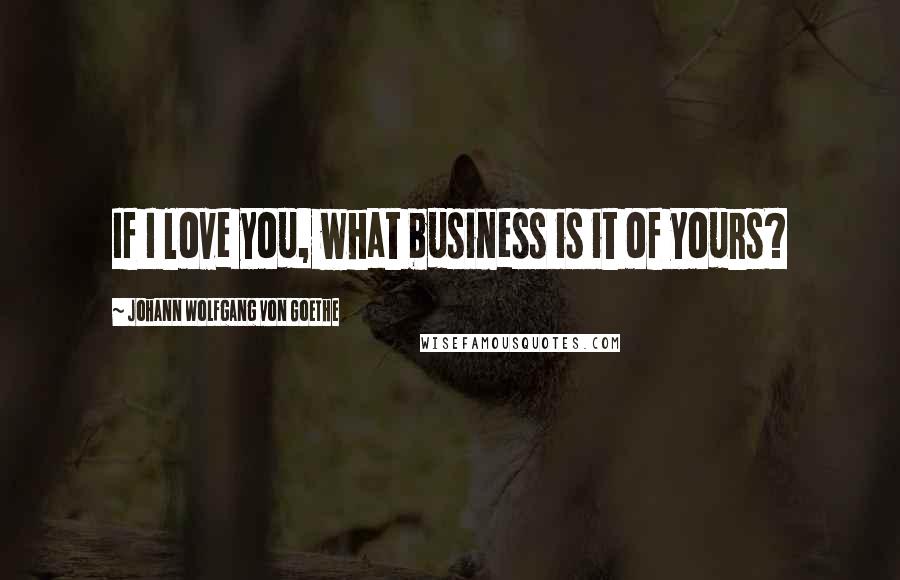 Johann Wolfgang Von Goethe Quotes: If I love you, what business is it of yours?