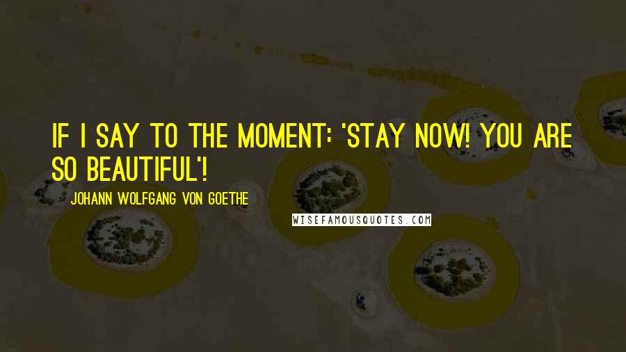 Johann Wolfgang Von Goethe Quotes: If I say to the moment: 'Stay now! You are so beautiful'!