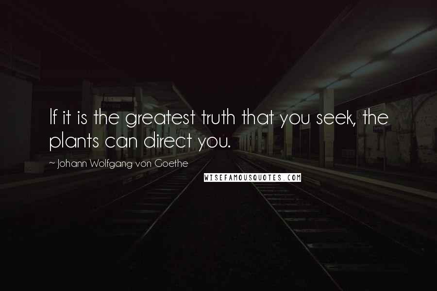 Johann Wolfgang Von Goethe Quotes: If it is the greatest truth that you seek, the plants can direct you.