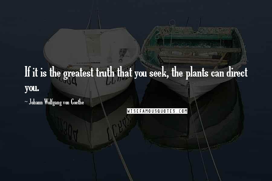 Johann Wolfgang Von Goethe Quotes: If it is the greatest truth that you seek, the plants can direct you.