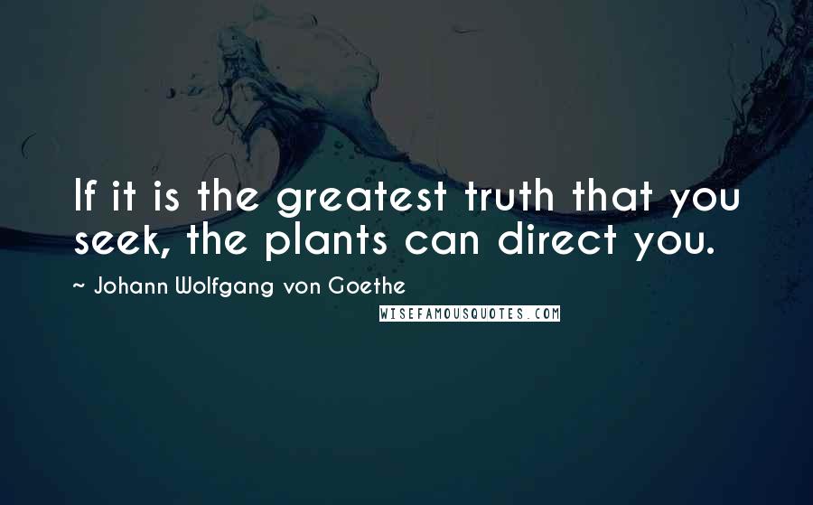 Johann Wolfgang Von Goethe Quotes: If it is the greatest truth that you seek, the plants can direct you.