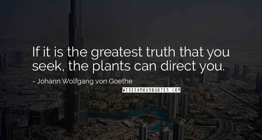 Johann Wolfgang Von Goethe Quotes: If it is the greatest truth that you seek, the plants can direct you.