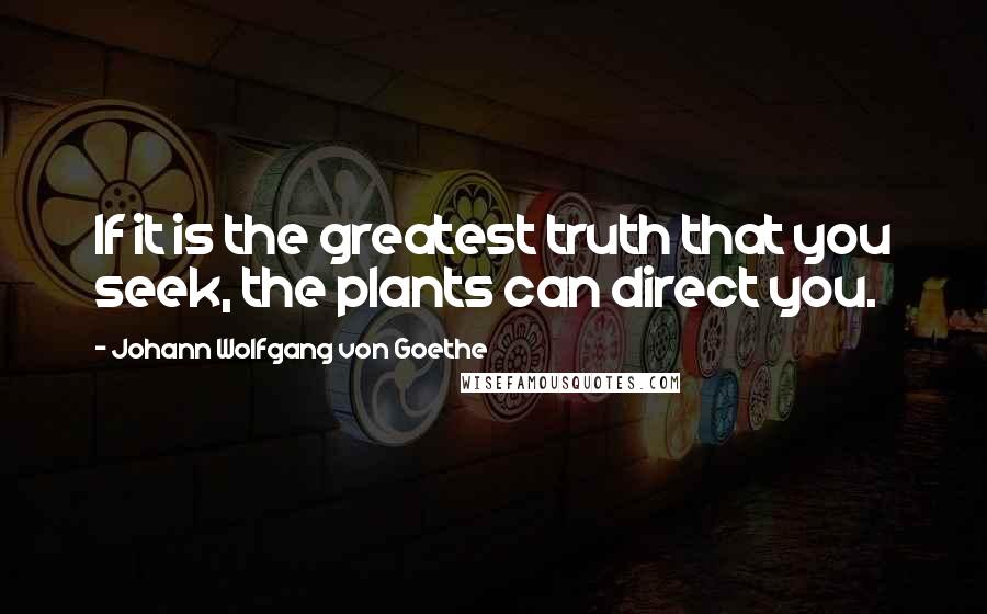 Johann Wolfgang Von Goethe Quotes: If it is the greatest truth that you seek, the plants can direct you.