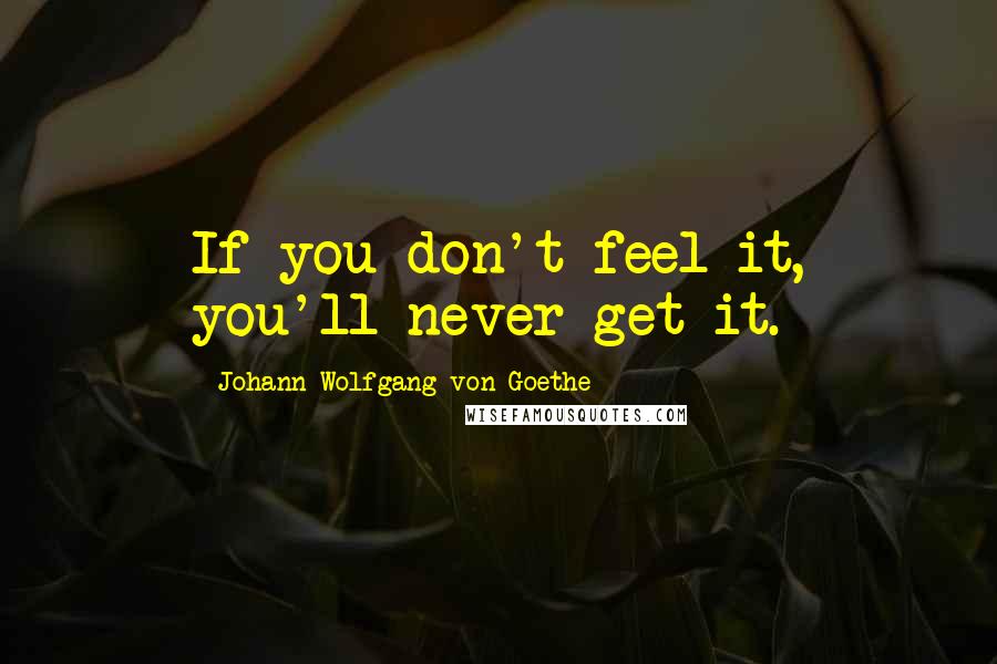 Johann Wolfgang Von Goethe Quotes: If you don't feel it, you'll never get it.