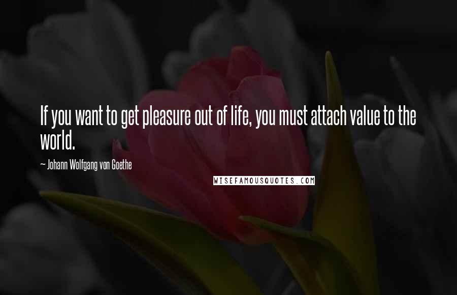 Johann Wolfgang Von Goethe Quotes: If you want to get pleasure out of life, you must attach value to the world.