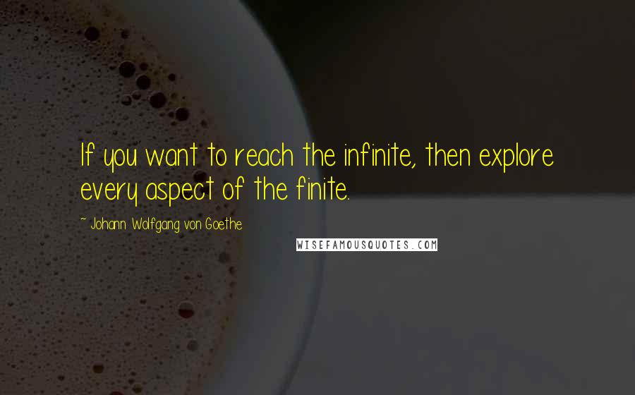 Johann Wolfgang Von Goethe Quotes: If you want to reach the infinite, then explore every aspect of the finite.