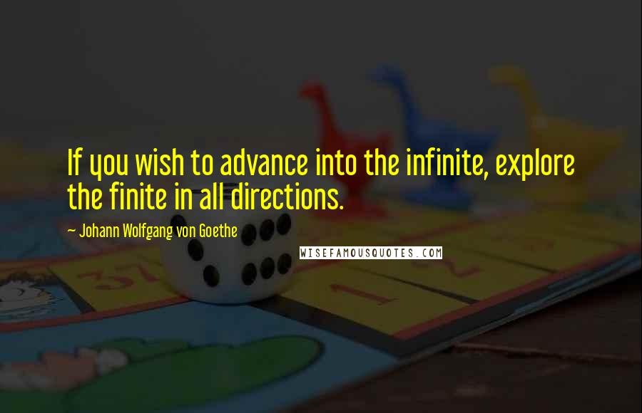 Johann Wolfgang Von Goethe Quotes: If you wish to advance into the infinite, explore the finite in all directions.