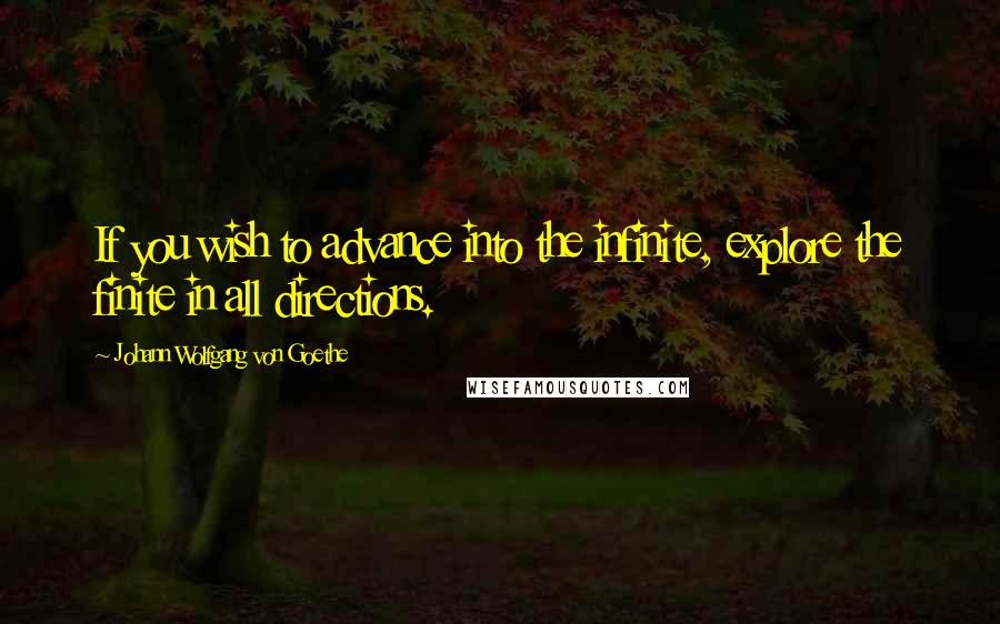 Johann Wolfgang Von Goethe Quotes: If you wish to advance into the infinite, explore the finite in all directions.