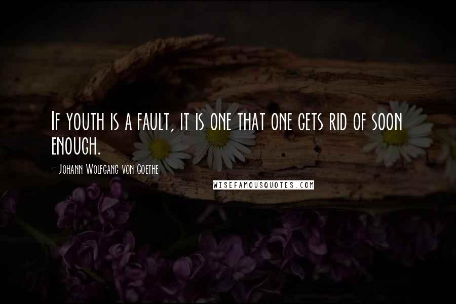Johann Wolfgang Von Goethe Quotes: If youth is a fault, it is one that one gets rid of soon enough.