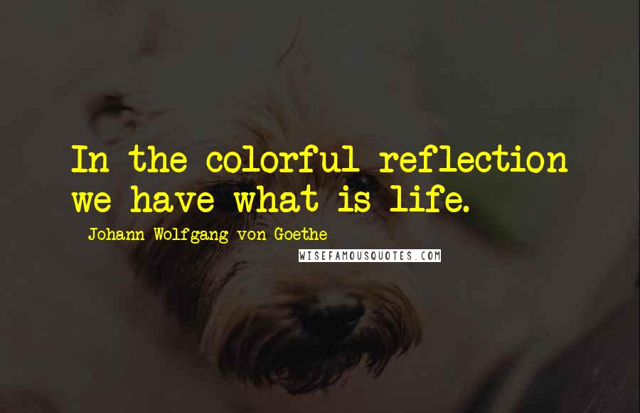 Johann Wolfgang Von Goethe Quotes: In the colorful reflection we have what is life.