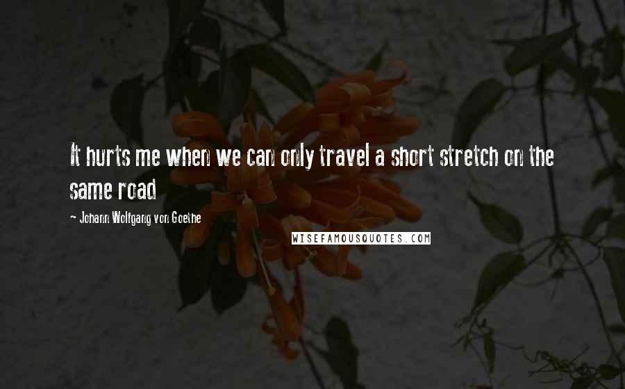 Johann Wolfgang Von Goethe Quotes: It hurts me when we can only travel a short stretch on the same road