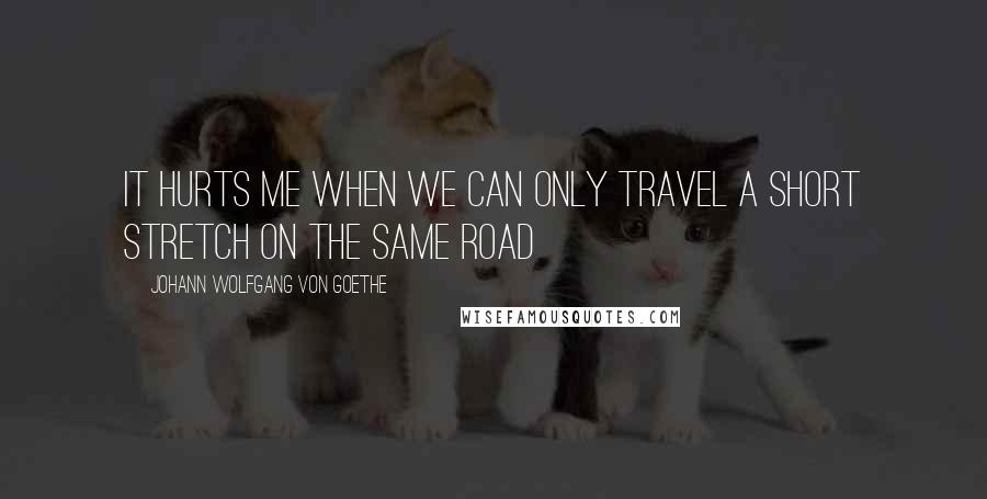 Johann Wolfgang Von Goethe Quotes: It hurts me when we can only travel a short stretch on the same road