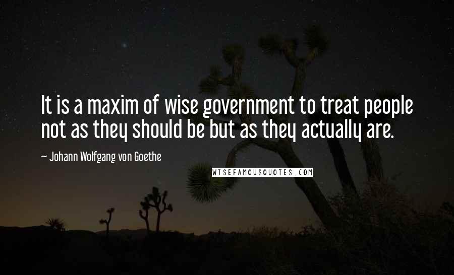 Johann Wolfgang Von Goethe Quotes: It is a maxim of wise government to treat people not as they should be but as they actually are.