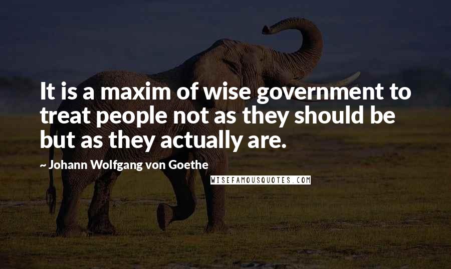 Johann Wolfgang Von Goethe Quotes: It is a maxim of wise government to treat people not as they should be but as they actually are.