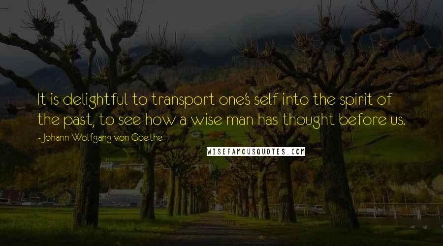 Johann Wolfgang Von Goethe Quotes: It is delightful to transport one's self into the spirit of the past, to see how a wise man has thought before us.