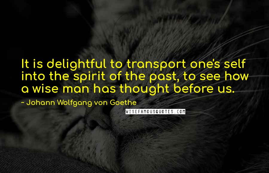 Johann Wolfgang Von Goethe Quotes: It is delightful to transport one's self into the spirit of the past, to see how a wise man has thought before us.