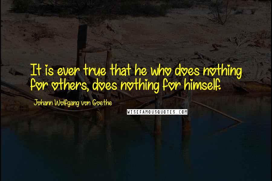 Johann Wolfgang Von Goethe Quotes: It is ever true that he who does nothing for others, does nothing for himself.