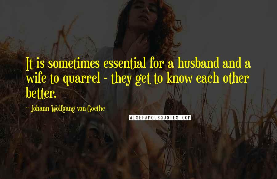 Johann Wolfgang Von Goethe Quotes: It is sometimes essential for a husband and a wife to quarrel - they get to know each other better.