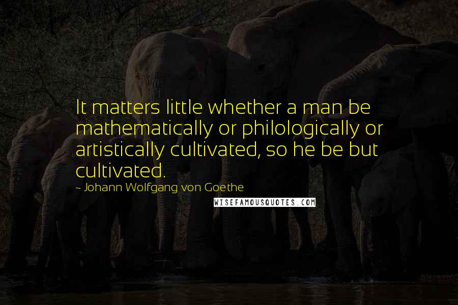 Johann Wolfgang Von Goethe Quotes: It matters little whether a man be mathematically or philologically or artistically cultivated, so he be but cultivated.