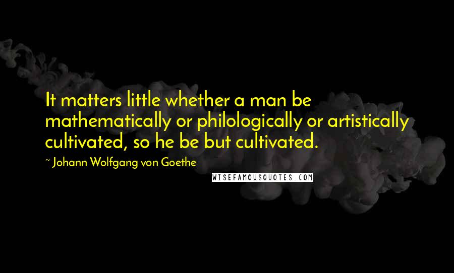 Johann Wolfgang Von Goethe Quotes: It matters little whether a man be mathematically or philologically or artistically cultivated, so he be but cultivated.