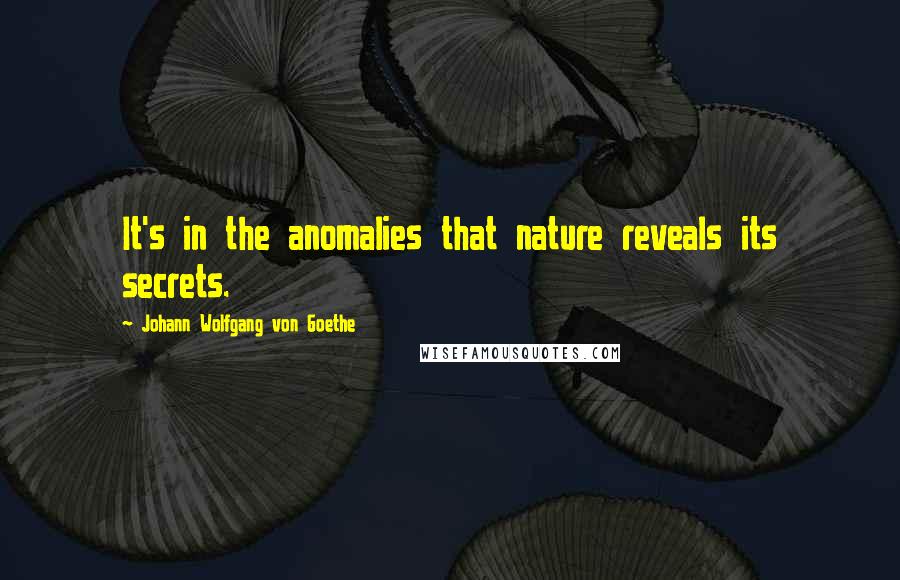 Johann Wolfgang Von Goethe Quotes: It's in the anomalies that nature reveals its secrets.