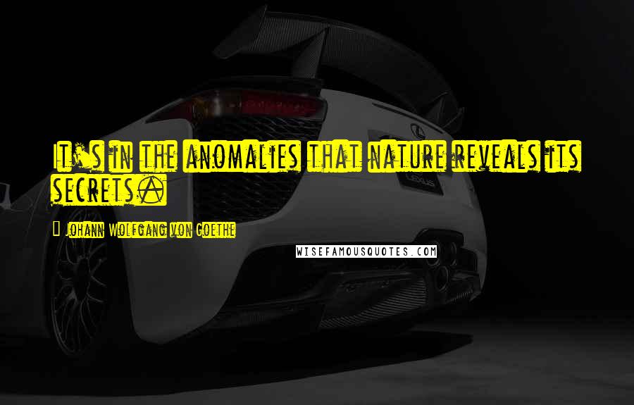 Johann Wolfgang Von Goethe Quotes: It's in the anomalies that nature reveals its secrets.