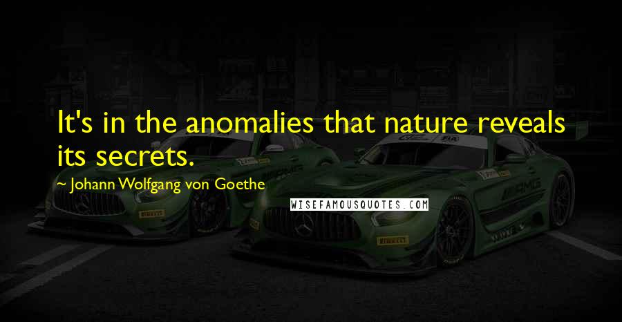 Johann Wolfgang Von Goethe Quotes: It's in the anomalies that nature reveals its secrets.