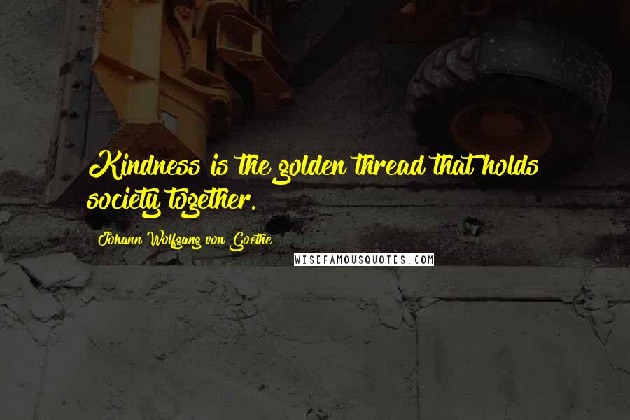 Johann Wolfgang Von Goethe Quotes: Kindness is the golden thread that holds society together.