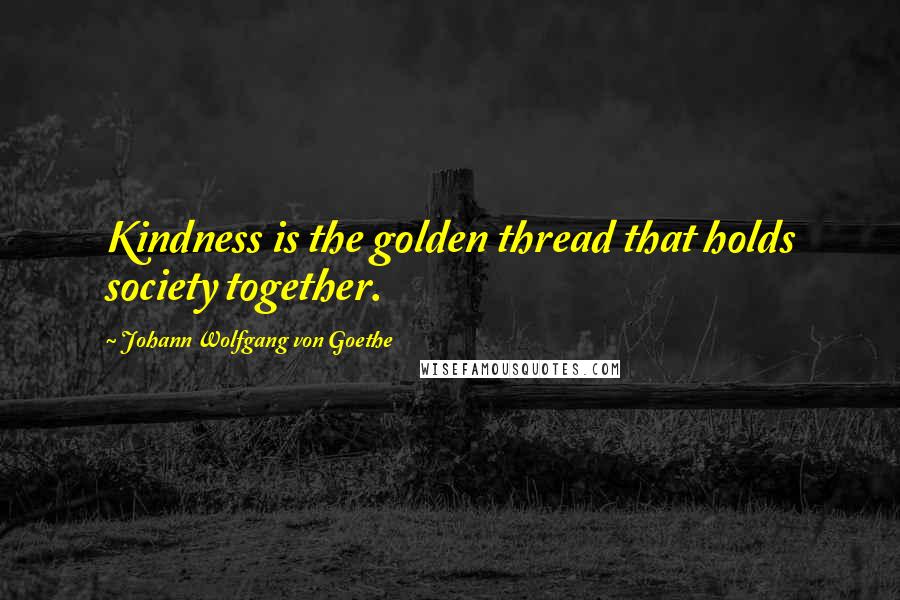 Johann Wolfgang Von Goethe Quotes: Kindness is the golden thread that holds society together.